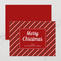 Joyeux Noël Motif Cartes Postales Rayures Rouges V