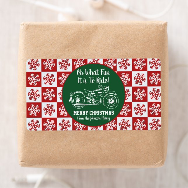 Joyeux Noël Motorcycle cadeau étiquette Flocon de  (En situation)