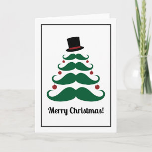 Joyeux Noël Mustache Arbre Carte de vacances