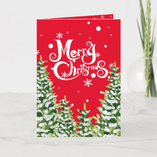 Joyeux Noël Neige Arbres pliés Invitation