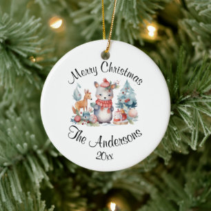 Joyeux Noël Nom personnalisé Année Ornement en cér
