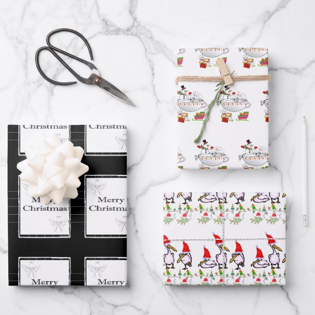 Joyeux Noël Pelican Enveloppement Feuilles de papi (Recto)