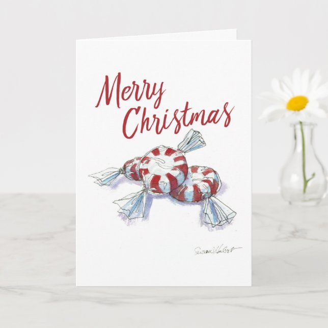 Joyeux Noël Peppermins Carte de voeux 5x7 (Petite plante)