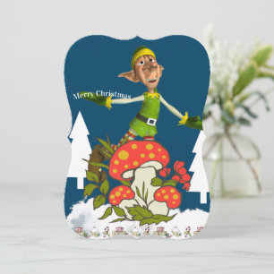 Joyeux Noël Père Noël Elf Mush Appartement Carte d