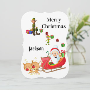 Joyeux Noël Père Noël Elf Père Noël Flat Carte de