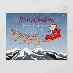 Joyeux Noël Père Noël et Reindeer carte postale