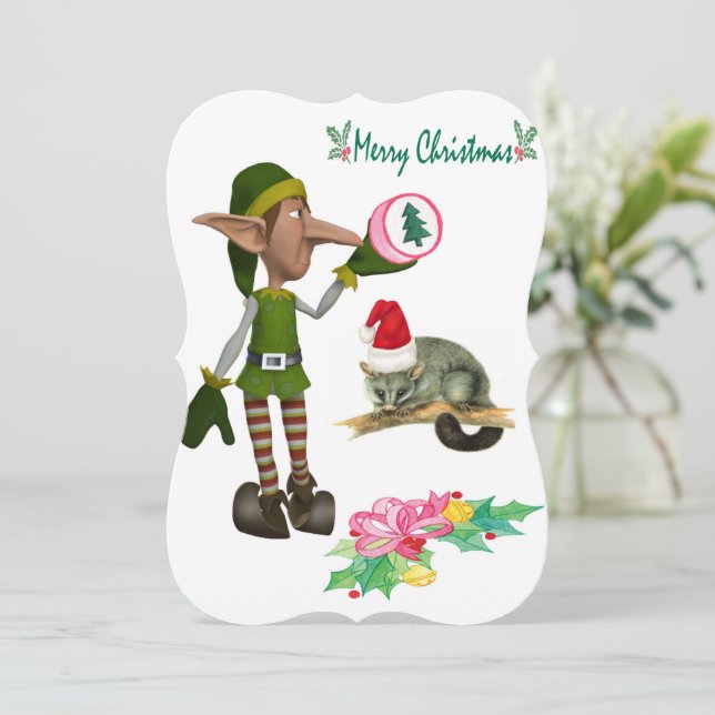 Joyeux Noël Père Noël Opossum Appartement Carte de (Debout devant)