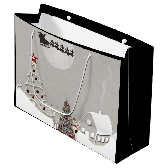 Joyeux Noël Père Noël Scene LG Cadeau Sac (Devant Angle)