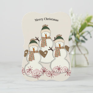 Joyeux Noël Père Noël Snowman Appartement Carte de