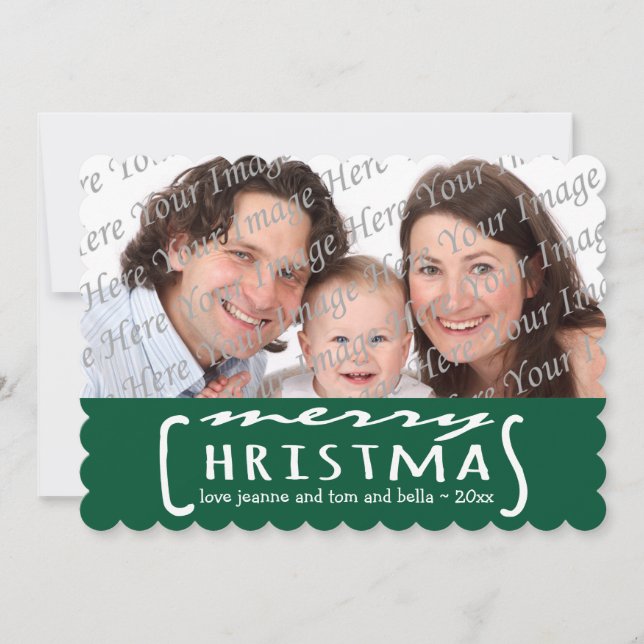 Joyeux Noël Personnalisé Carte photo Vert (Devant)