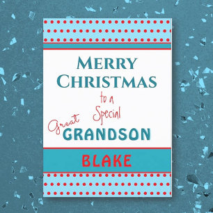 Joyeux Noël personnalisé Grande carte grand-fils