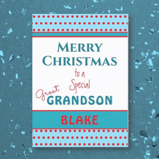 Joyeux Noël personnalisé Grande carte grand-fils (Créateur téléchargé)