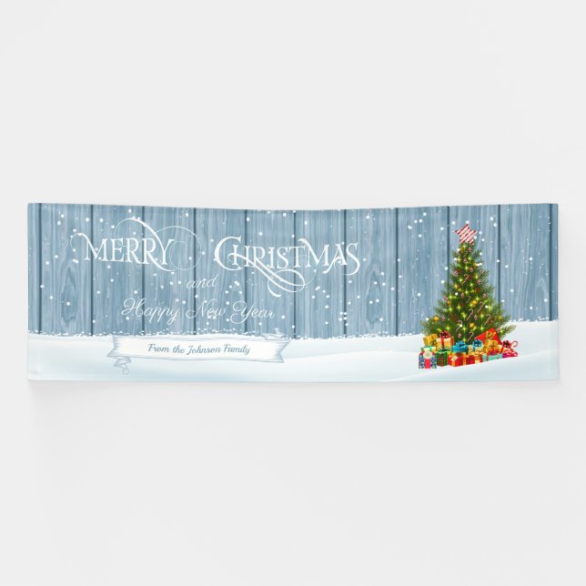 Joyeux Noël personnalisé voeux de famille Bannière (Horizontal)