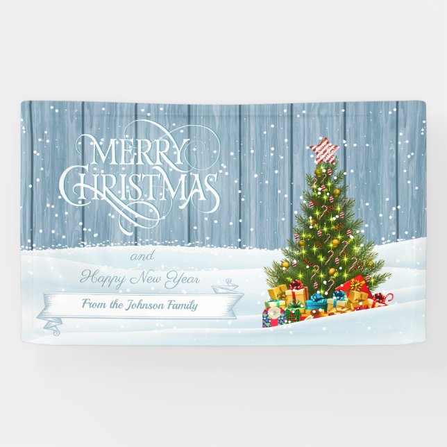 Joyeux Noël personnalisé voeux de famille Bannière (Horizontal)