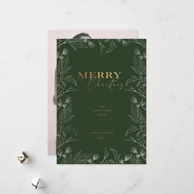 Joyeux Noël Photo Gold Calligraphy Carte (Devant/Arrière en situation)