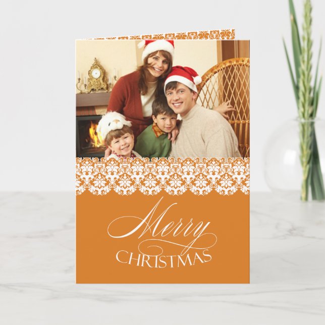 Joyeux Noël Photo Gold Carte de voeux pliée (Devant)