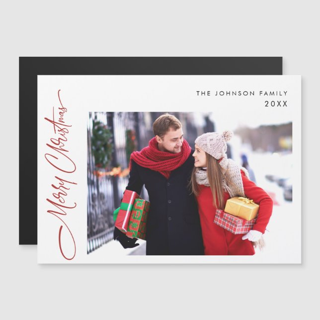 Joyeux Noël PHOTO Vacances Carte magnétique (Devant / Derrière)