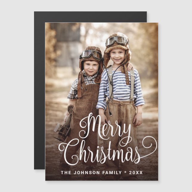 Joyeux Noël PHOTO Vacances Carte magnétique (Devant / Derrière)