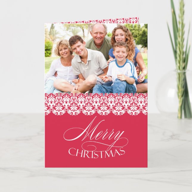 Joyeux Noël Pink Photo Carte de voeux pliée (Devant)