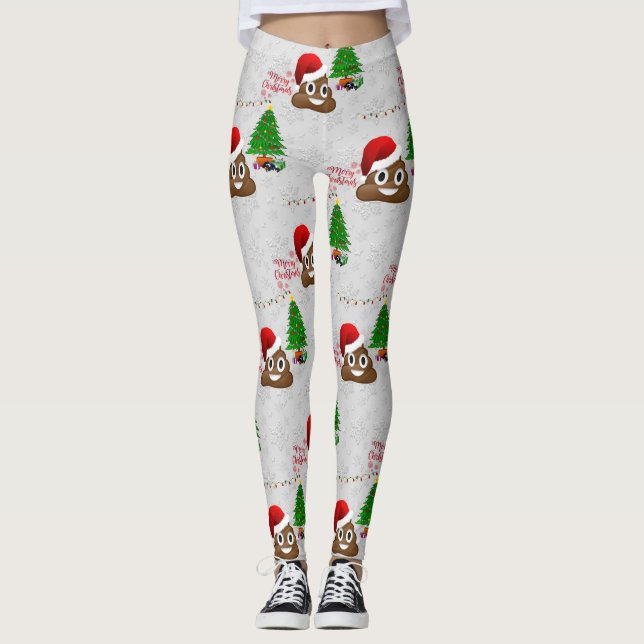 joyeux noël poo emoji leggings (Devant)