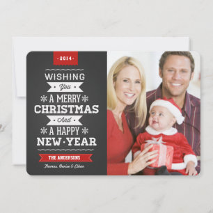 Joyeux Noël Preppy Chalkboard 2014 Carte photo