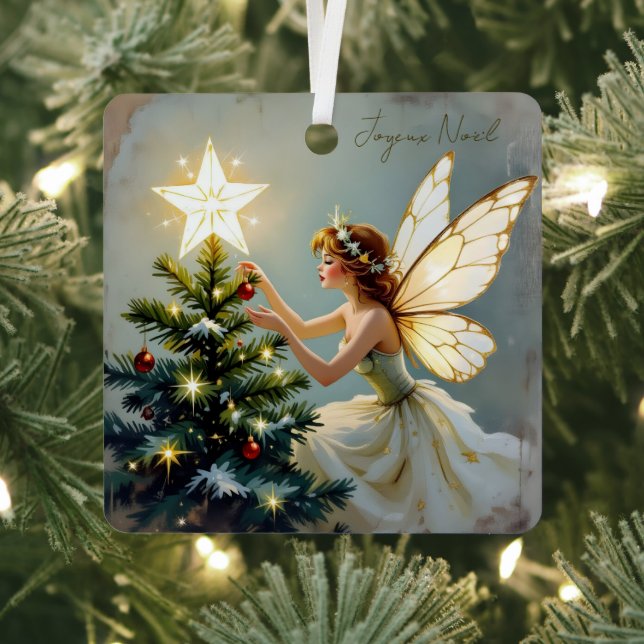 Joyeux Noël | Pretty Fairy Personalized Christmas Ornament Aus Metall (InSitu)