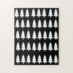 Joyeux Noël Puzzle Noël Blanc Arbres Noirs
