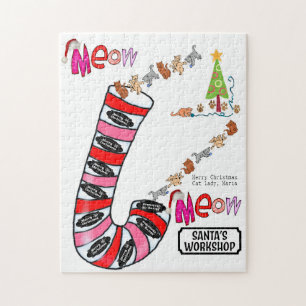 Joyeux Noël Puzzle Noël Meow Chat Dame