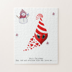 Joyeux Noël Puzzle Noël Snowman Coeurs