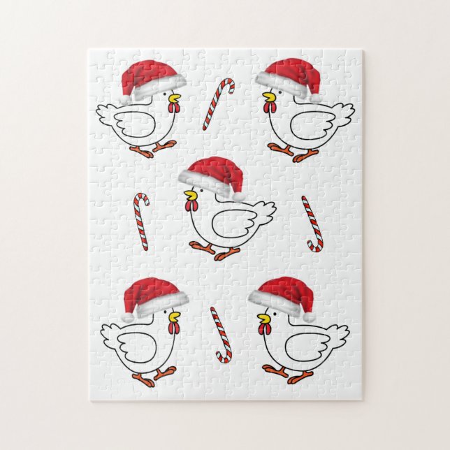 Joyeux Noël Puzzle Poulets de Noël (Vertical)