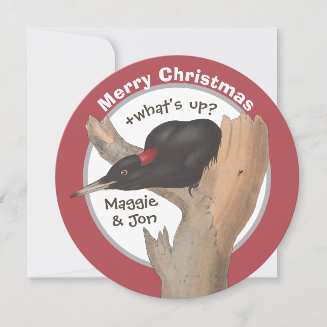 Joyeux Noël + que se passe-t-il ? Carte Woodpecker (Devant)