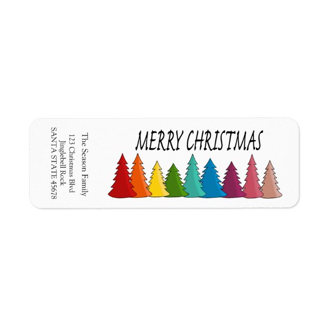 Joyeux Noël Rainbow arbres étiquette de vacances (Devant)