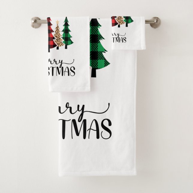 Joyeux Noël Red Green Plaid Arbres (En situation)