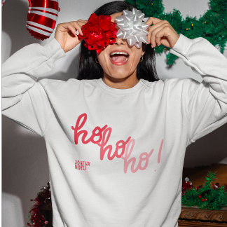 Joyeux Noel Red Pink Hohoho Typography Stylish Sweatshirt