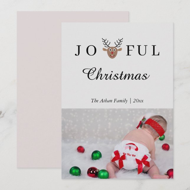 Joyeux Noël Reindeer Carte photo de vacances (Devant / Derrière)
