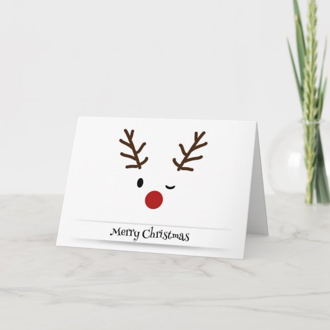 Joyeux Noël Reindeer Wink Carte de Noël (Devant)