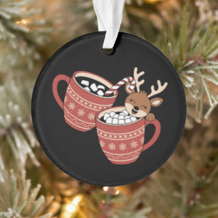 Joyeux Noël Renne Mignon Famille Noël Café 