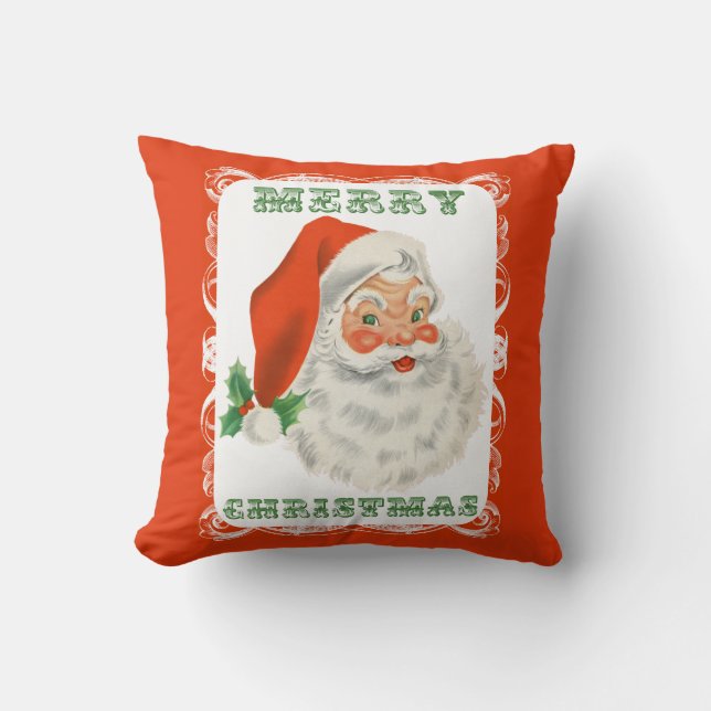 Joyeux Noël Rétro Père Noël Lève Oreiller (Recto)