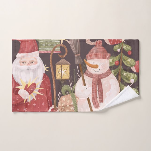 Joyeux Noël rétro Vintage Père Noël (Serviette à main)