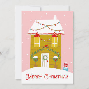 Joyeux Noël rose pain d'épices Carte de la maison