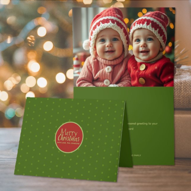 Joyeux Noël Rouge Ajouter photo Carte de vacances  (Créateur téléchargé)