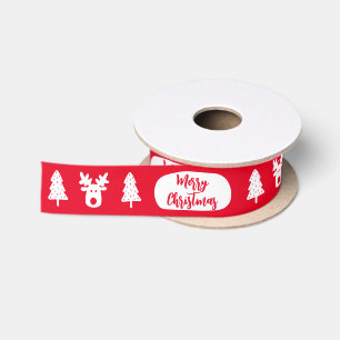 Joyeux Noël Rouge décoré en ruban satin