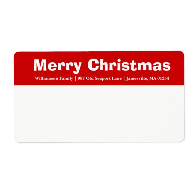 Joyeux Noël rouge et blanc Étiquettes de livraison (Devant)