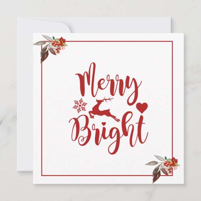 Joyeux Noël Rouge Floral Carte Appartement (Devant)