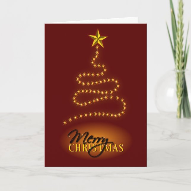 Joyeux Noël rouge foncé et carte de voeux d'or (Devant)