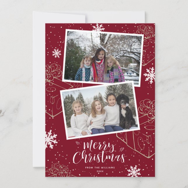 Joyeux Noël Rouge personnalisé Cartes photos (Devant)