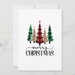 Joyeux Noël Rouge Vert Noir Plaid Arbres Carte