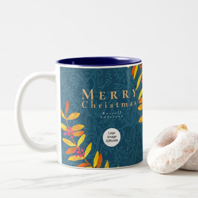 Joyeux Noël Royal Blue Business Mug (Avec donut)