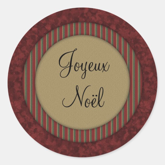 Joyeux Noël Runder Aufkleber (Vorderseite)