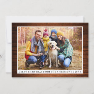 Joyeux Noël Rustic Wood Carte photo de famille